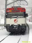 Tren de cercanias en la nevada estacin de Cercedilla